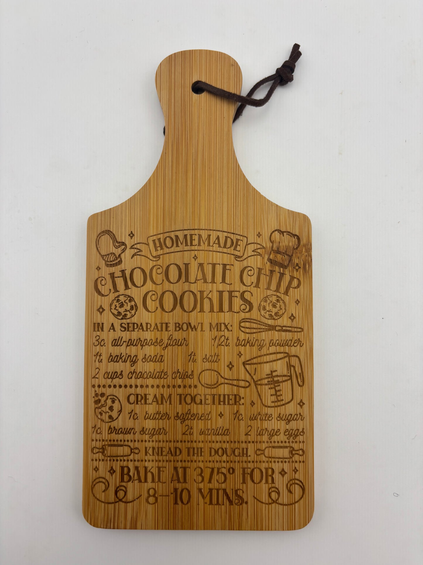 Chocolate Chip Cookie Recipe cutting board bamboo