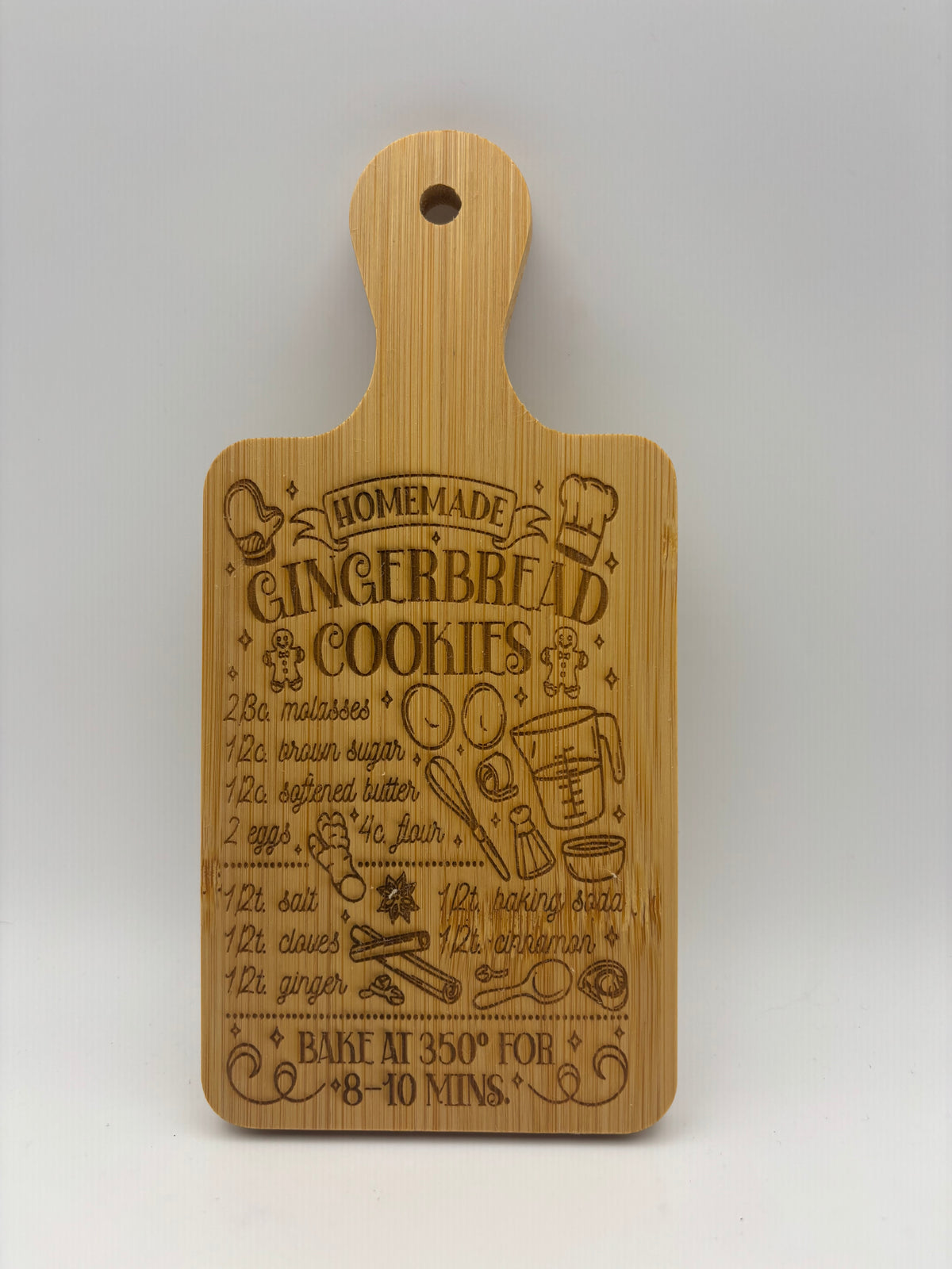 Gingerbread Cookie Recipe Bamboo Cutting Board