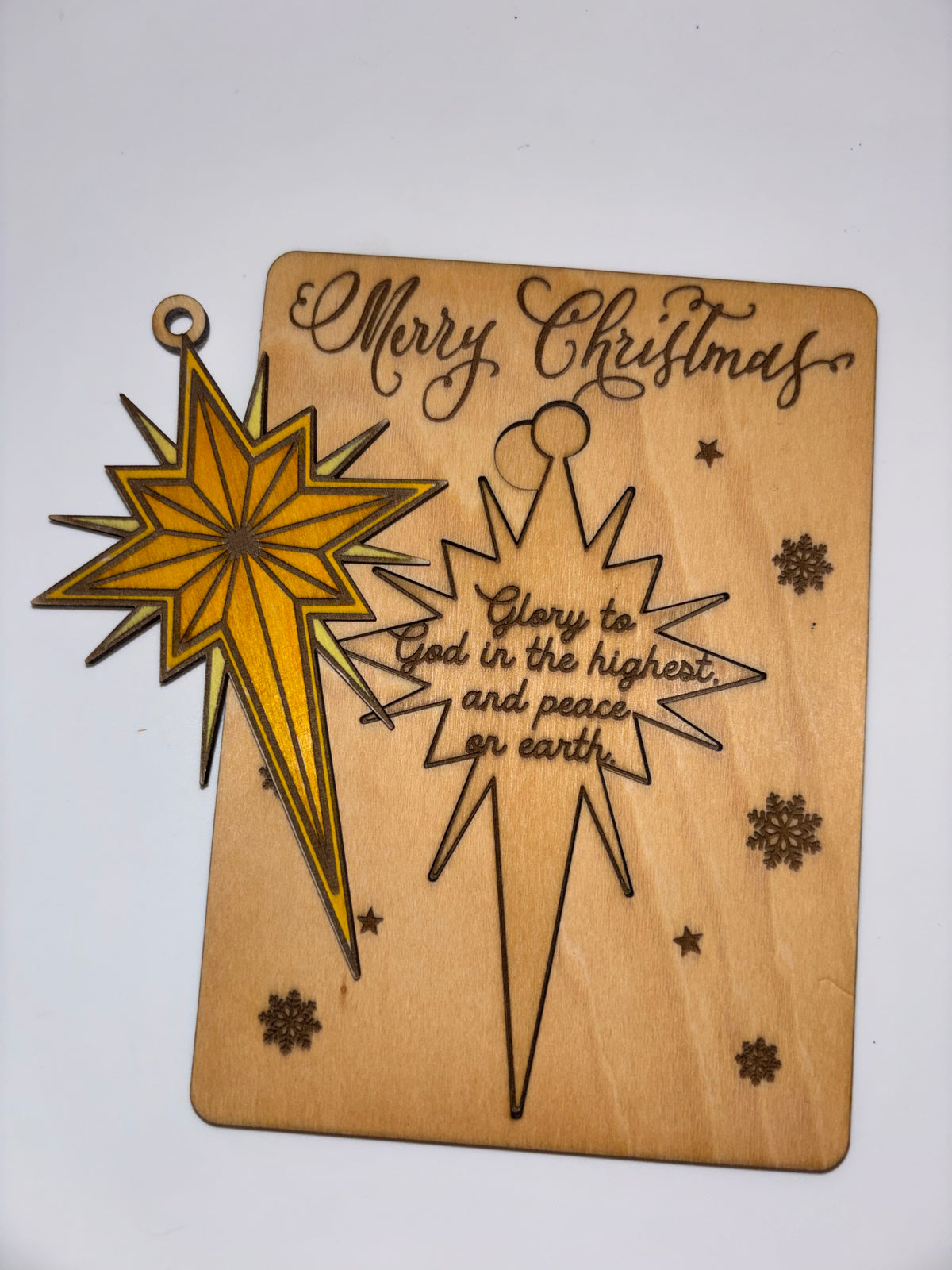 Wooden Star Christmas Card