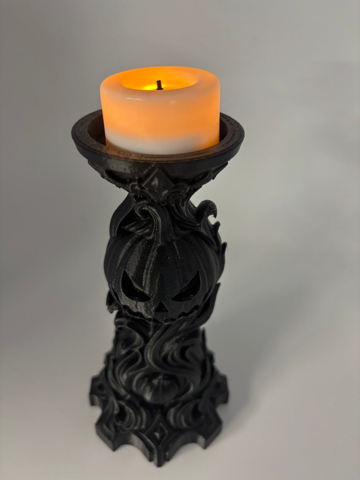 Gothic Pumpkin Tea Light Holder – 3D Printed