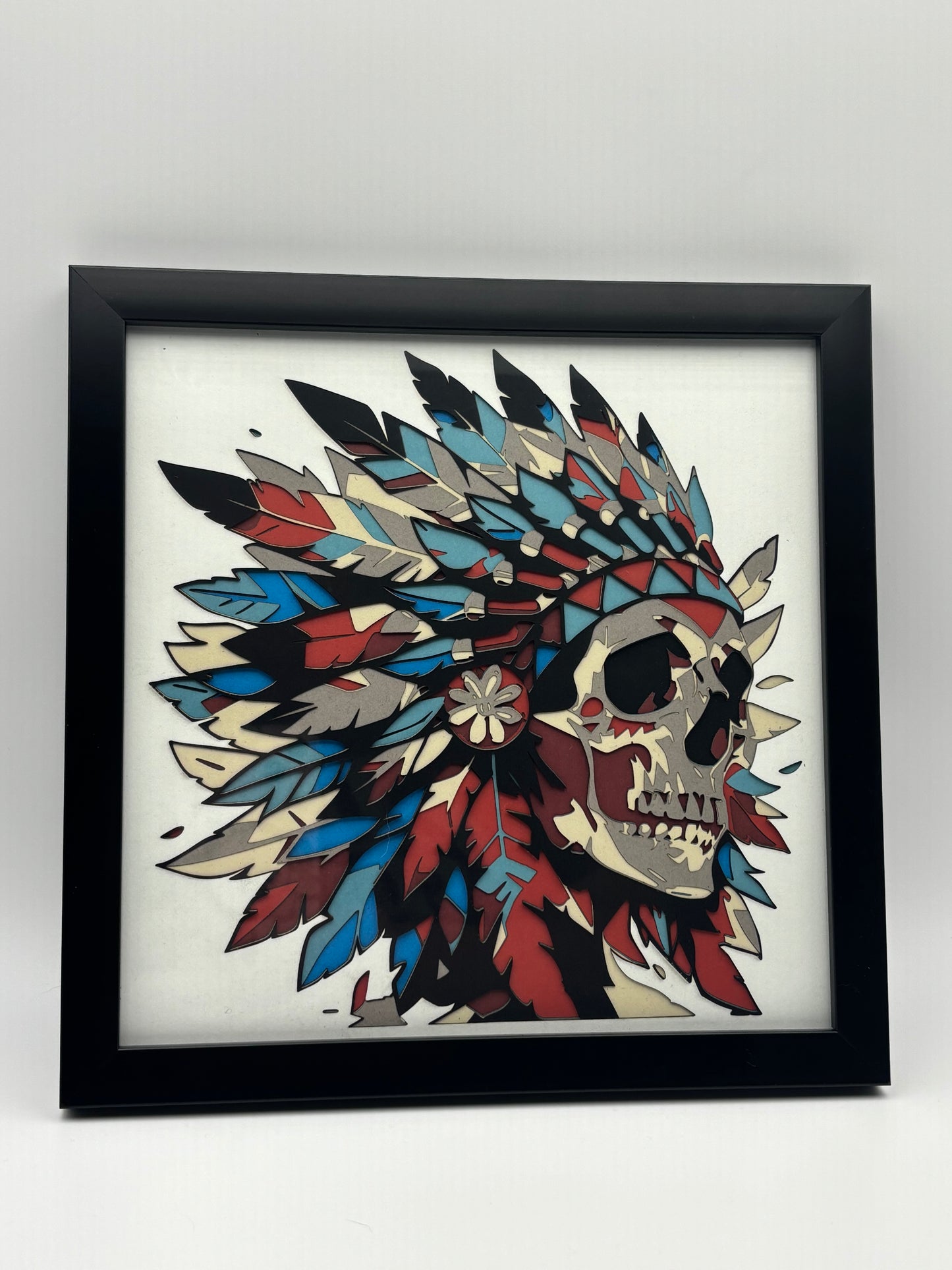 Indian skull with headdress.