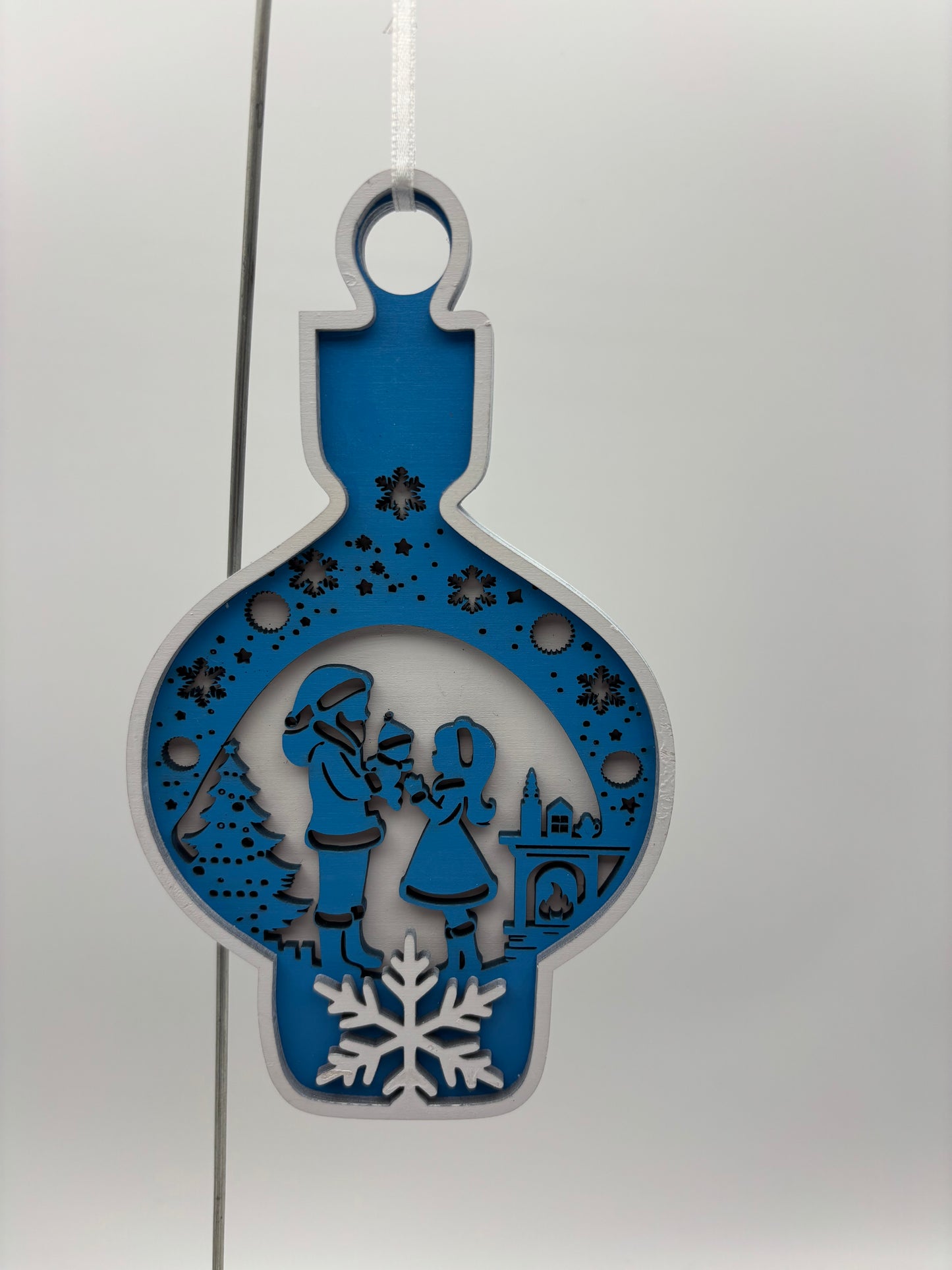 Santa and girl ornament