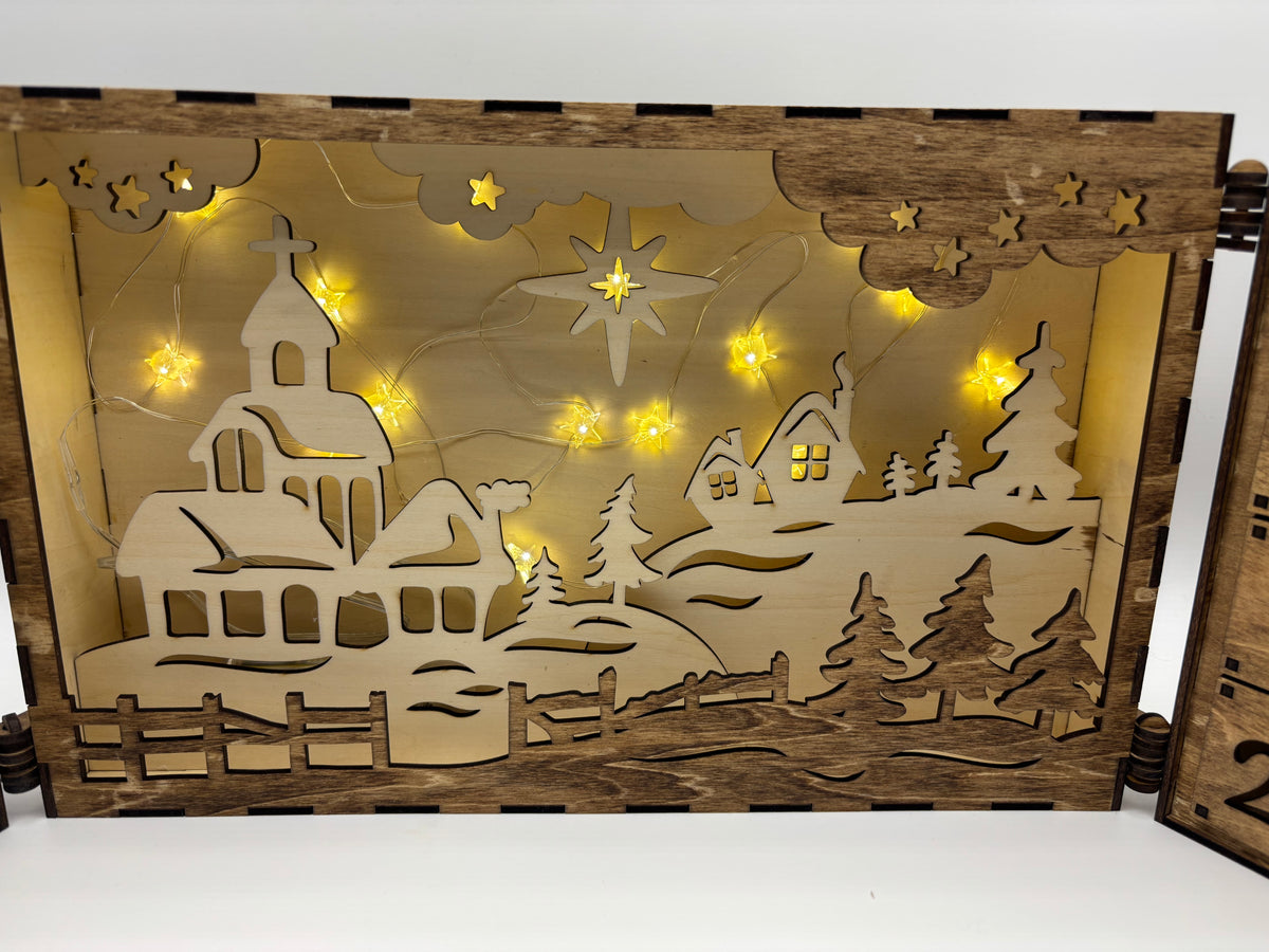 Wooden Christmas Advent Calendar with 24 Drawers