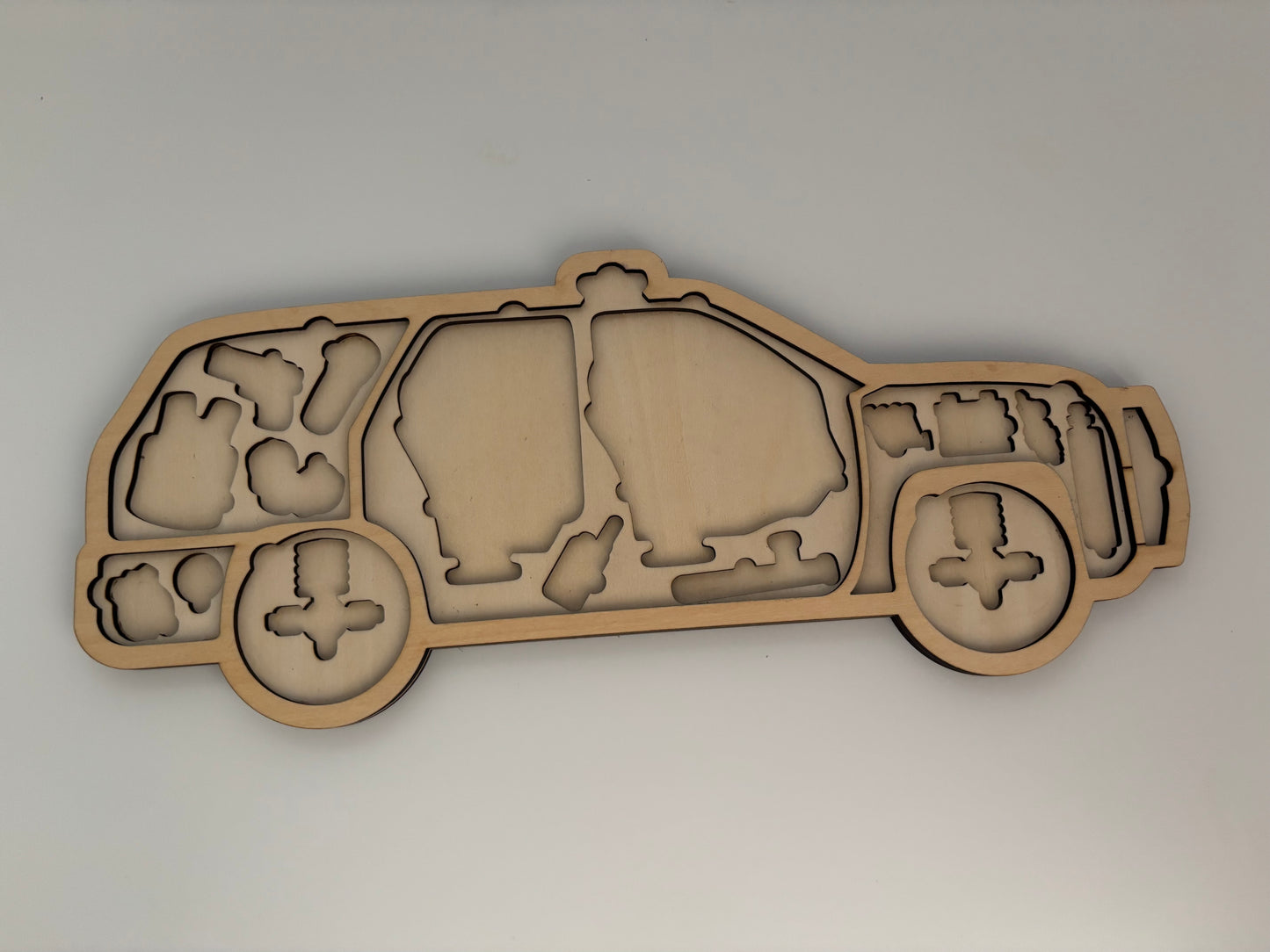 Three layered police car puzzle