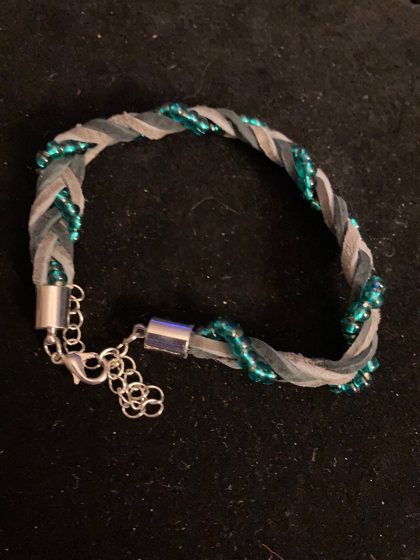 Leather and beaded bracelet