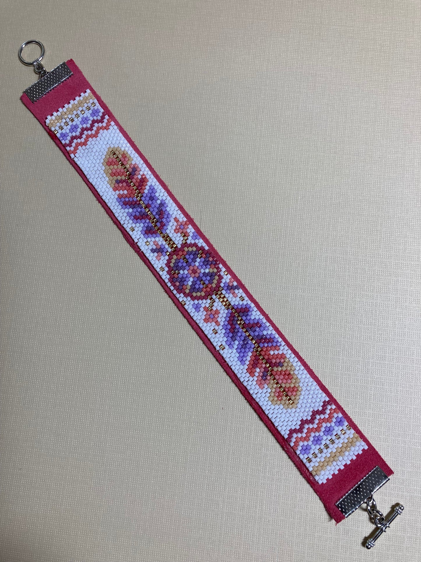 Leather and beaded cuff