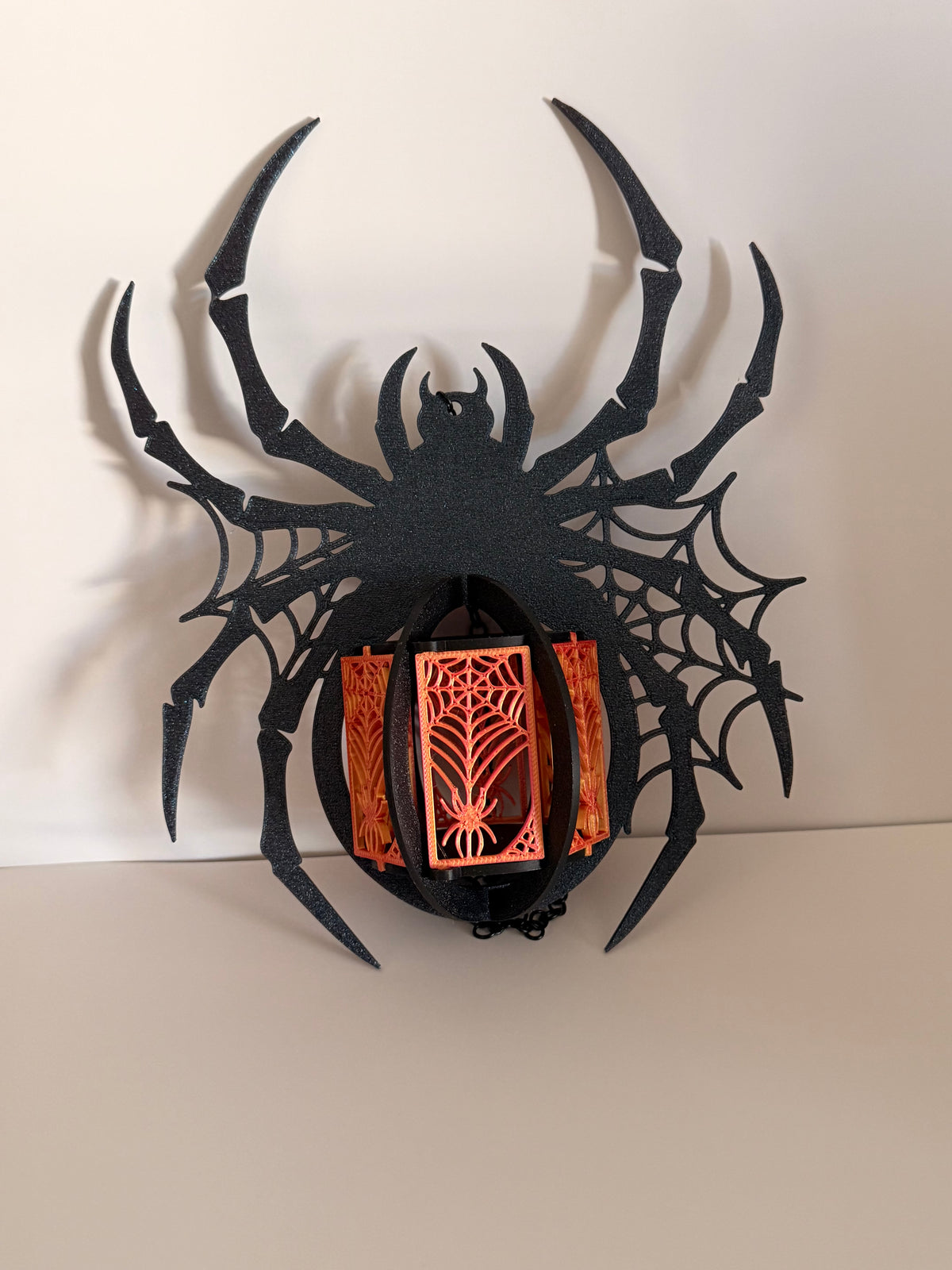 Orange & Black Spider Halloween Lantern