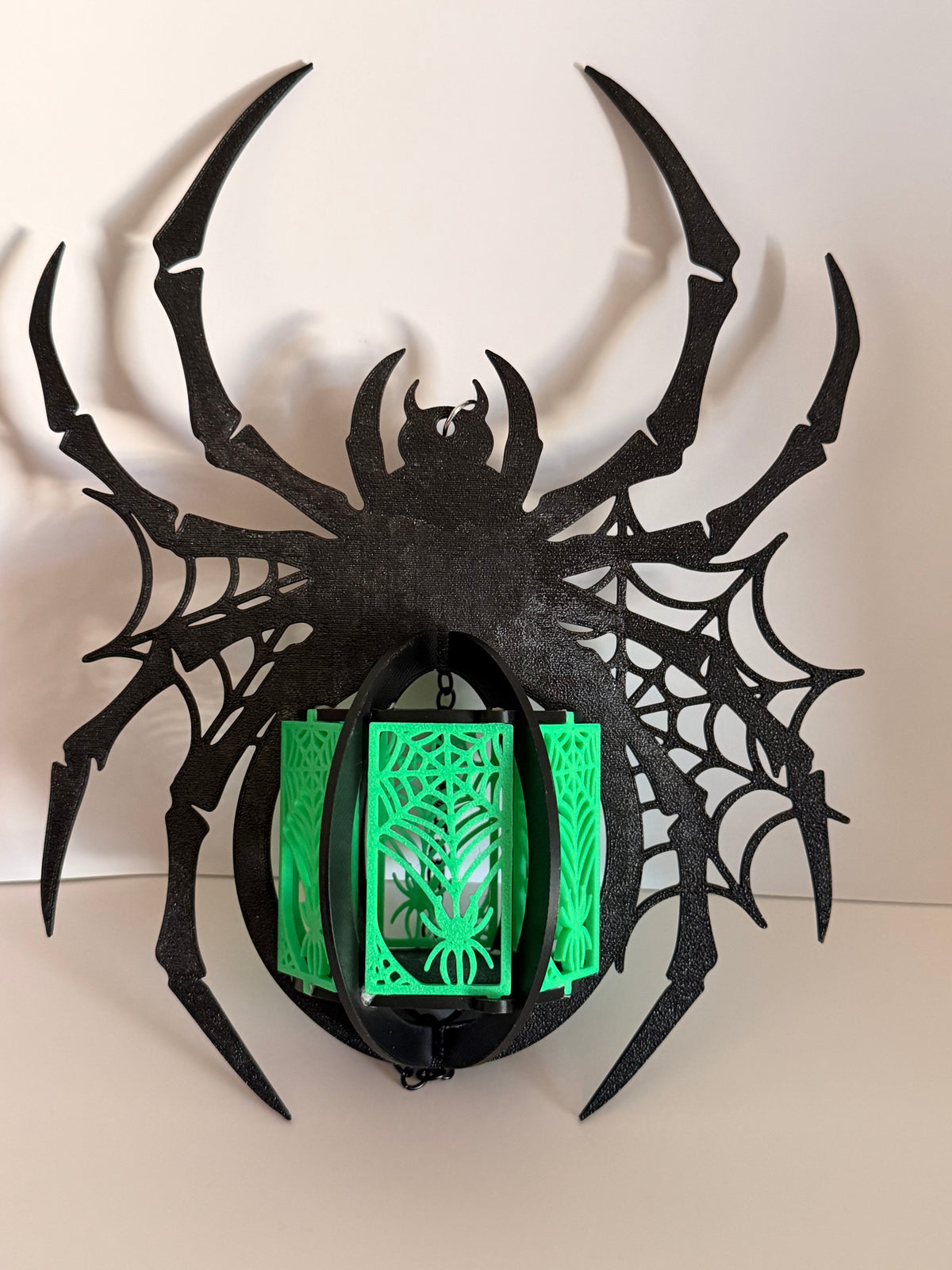 Green & Black Spider Halloween Lantern