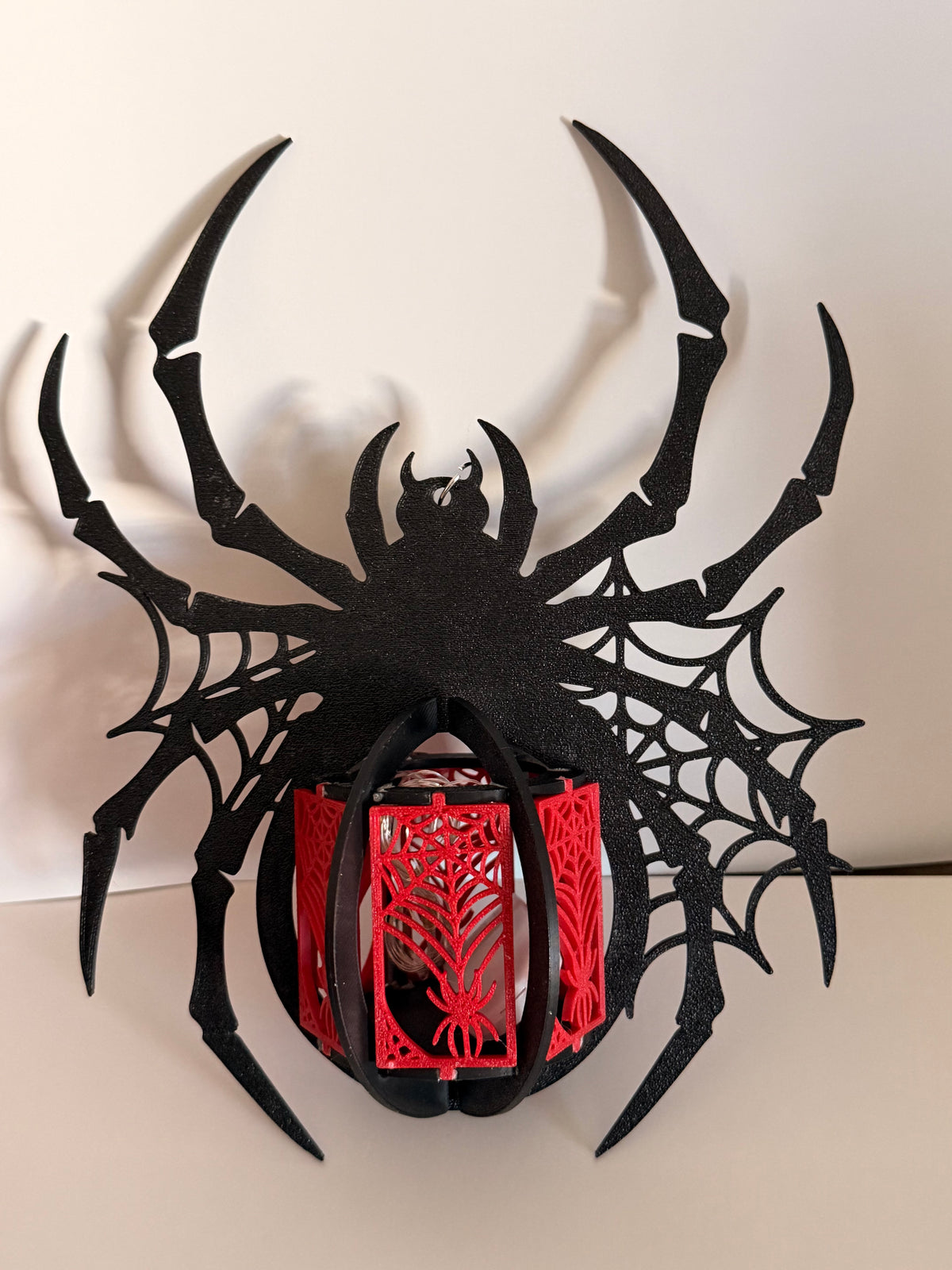 Red & Black Spider Halloween Lantern
