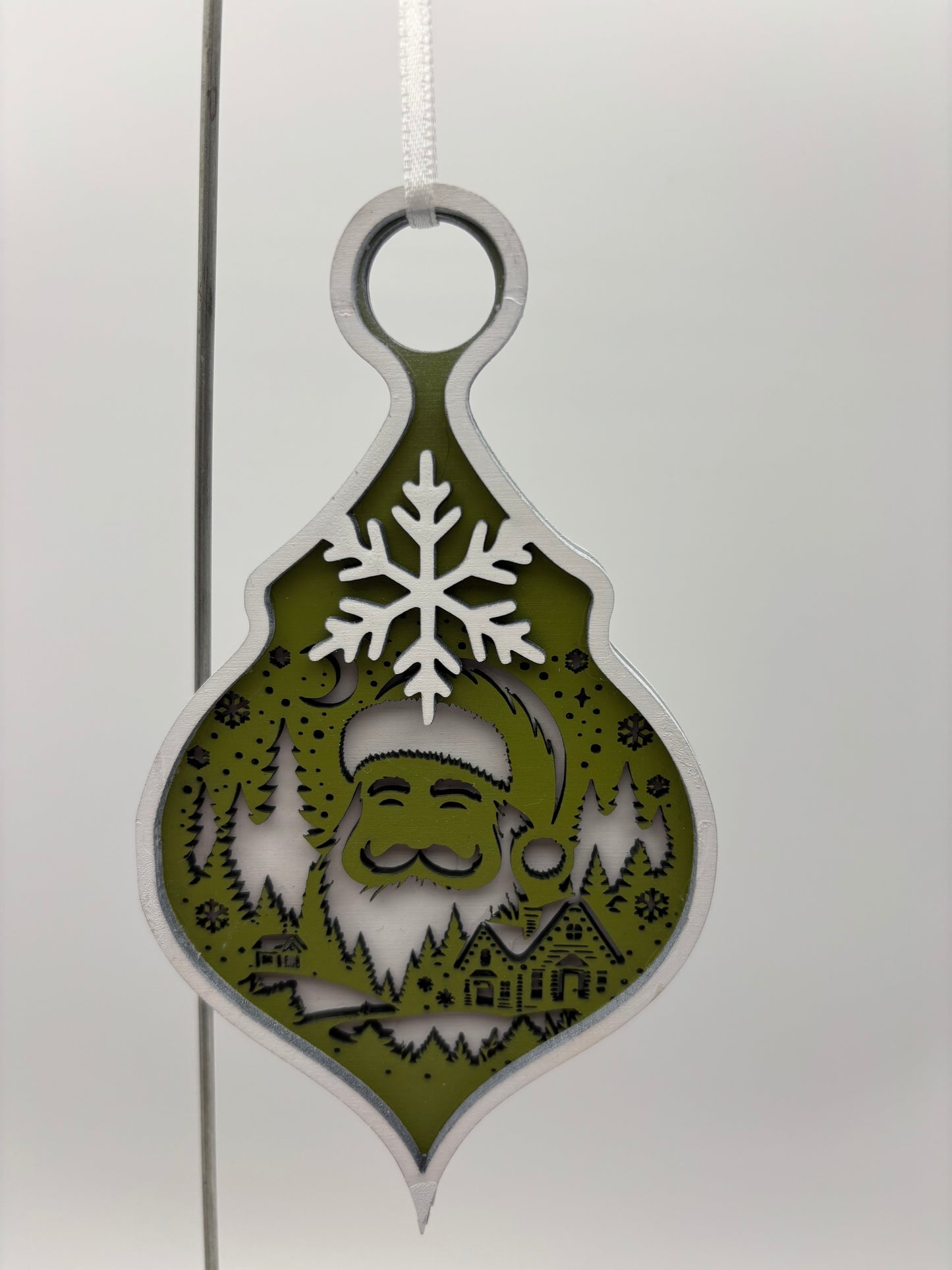 Santa and village ornament
