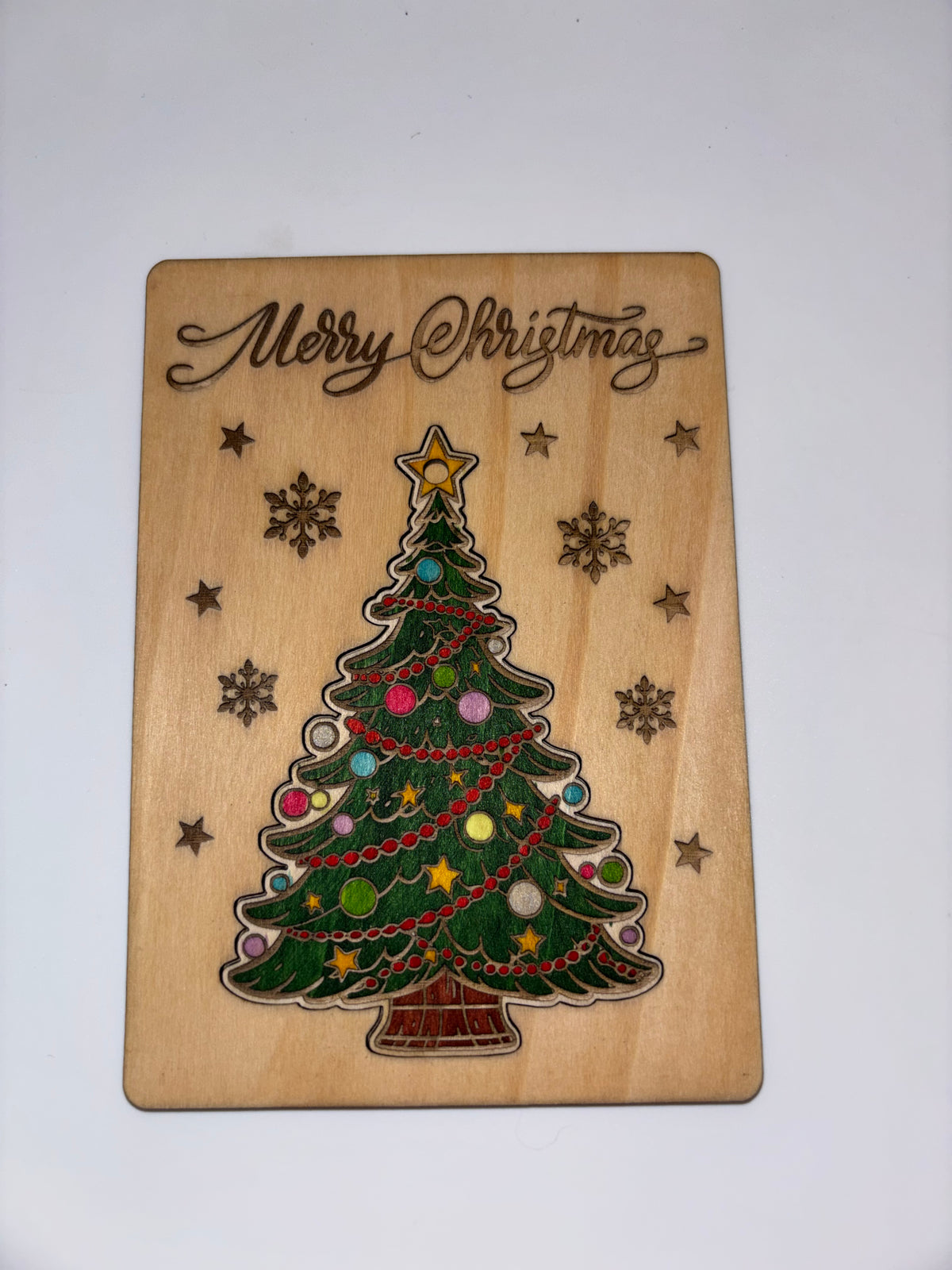 Wooden Christmas Tree Card