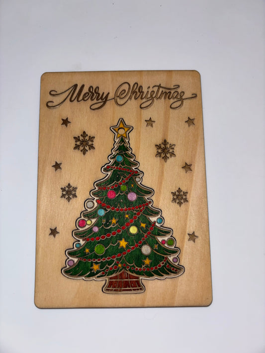 Wooden Christmas Tree Card
