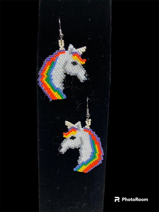 Beaded unicorn earrings
