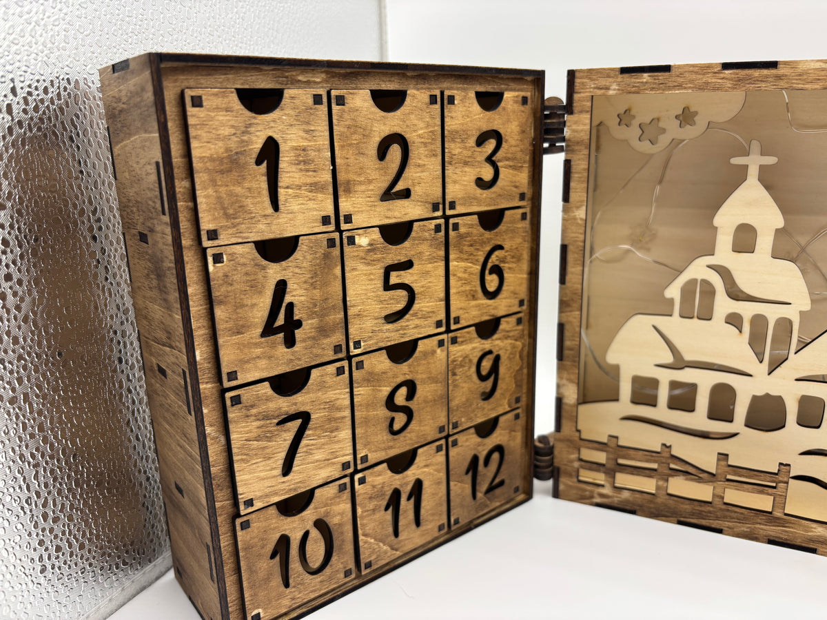 Wooden Christmas Advent Calendar with 24 Drawers