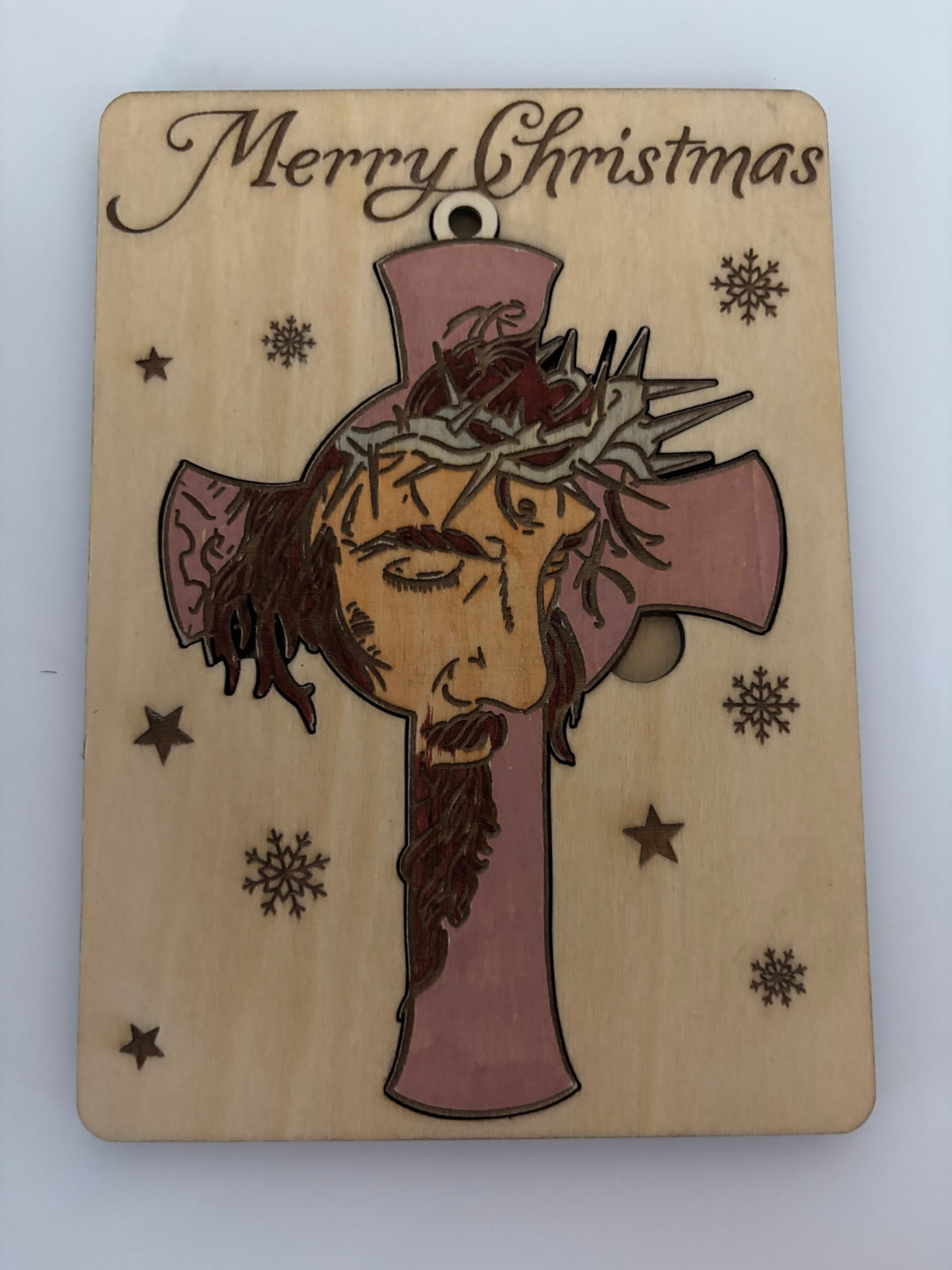 Wooden Christmas Card with Removable Jesus Cross