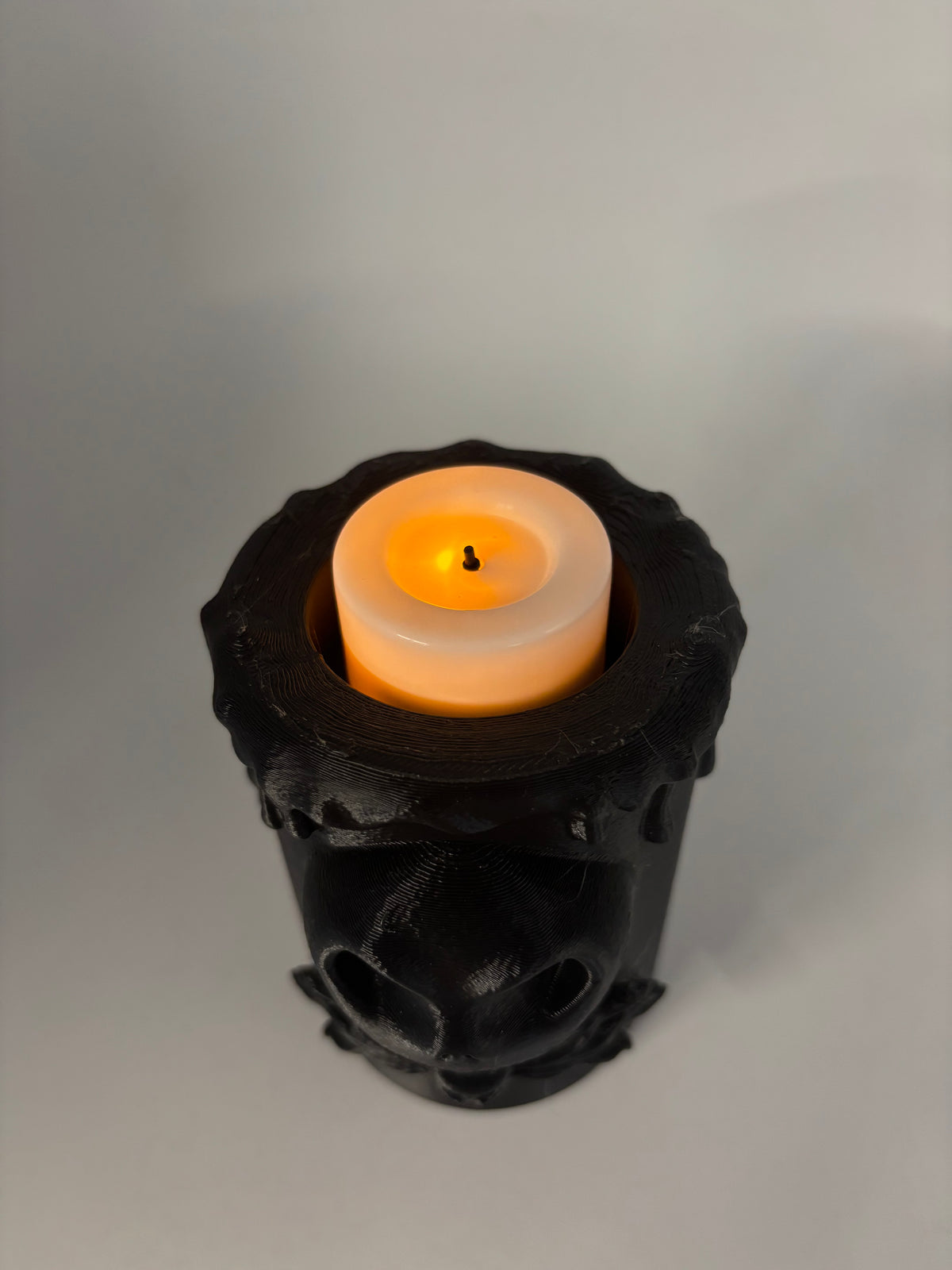 Jack Tea Light Holder – Black 3D-Printed Halloween Decor