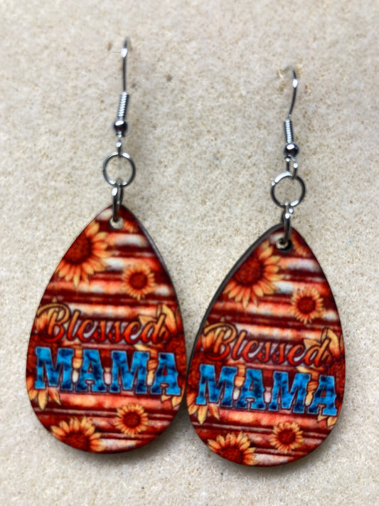 Blessed Mama teardrop earrings