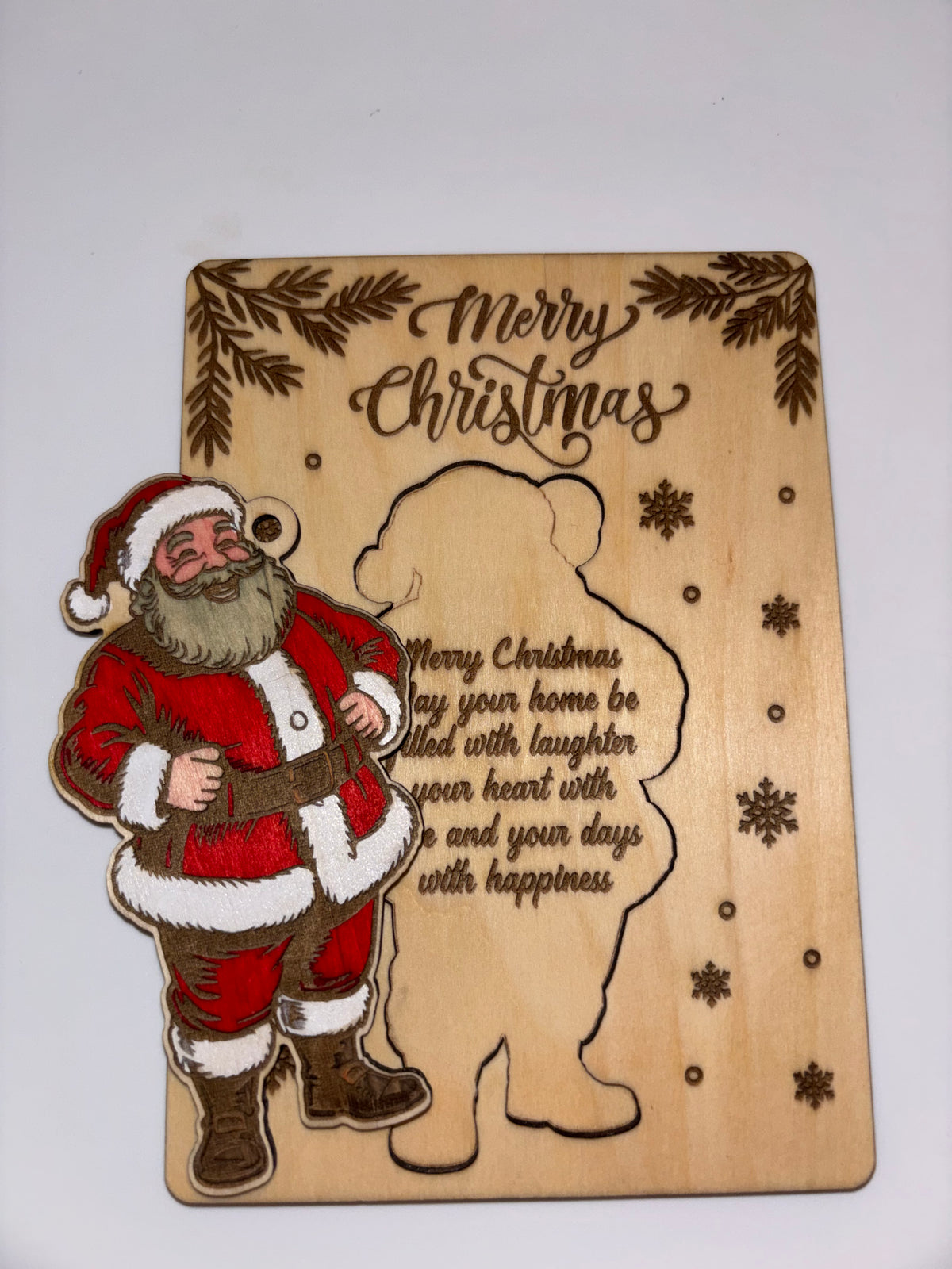 Wooden Santa Claus Christmas Card