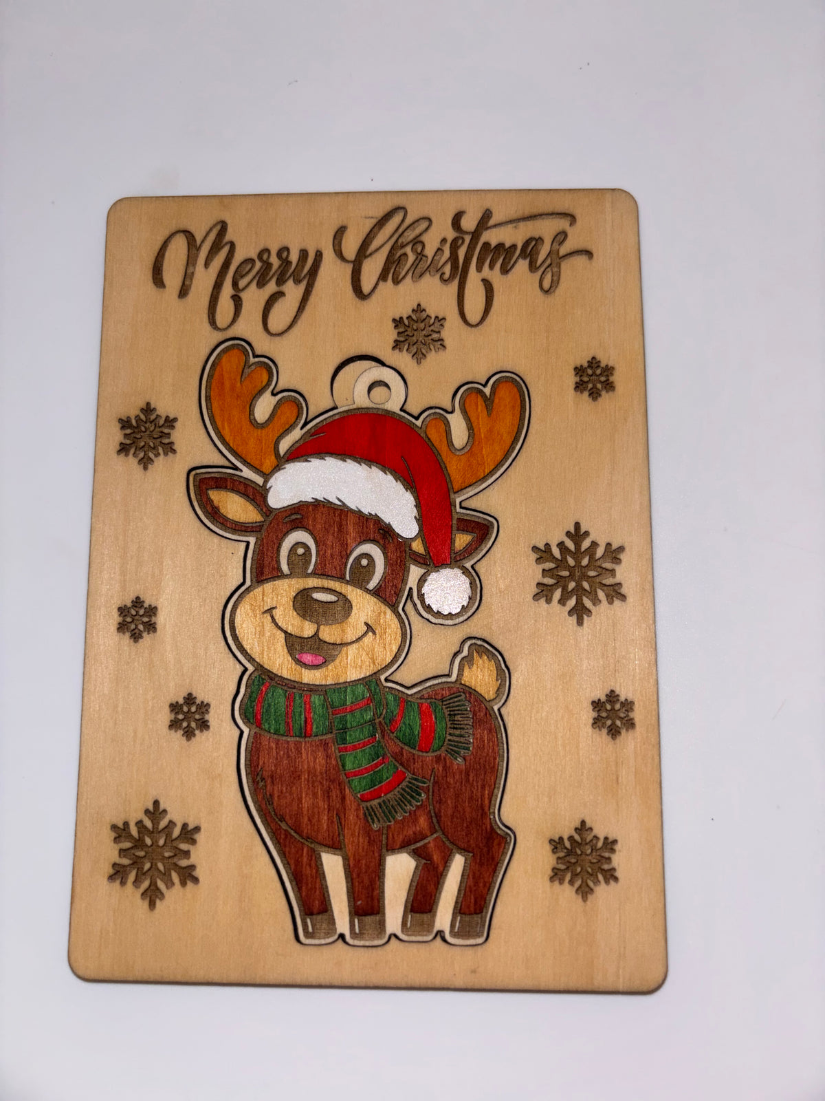 Wooden Deer Christmas Card