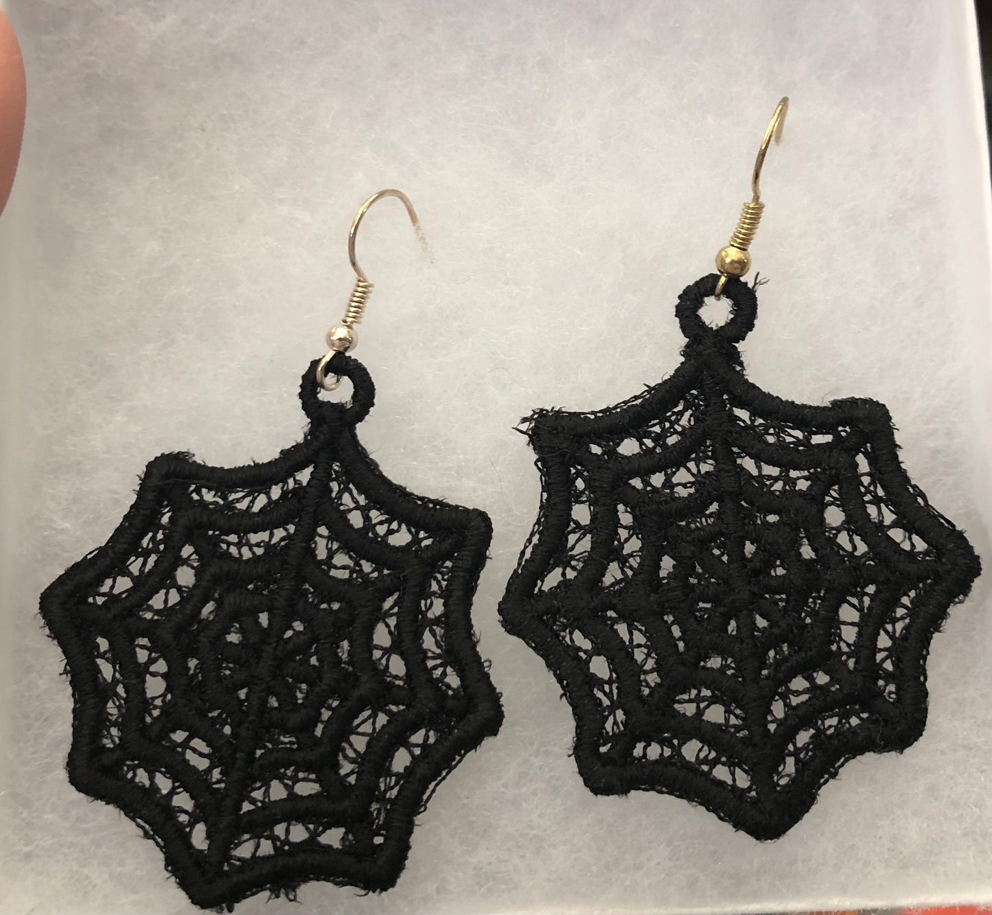 Black spider web earrings