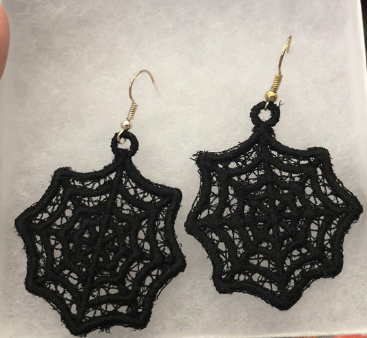 Black spider web earrings