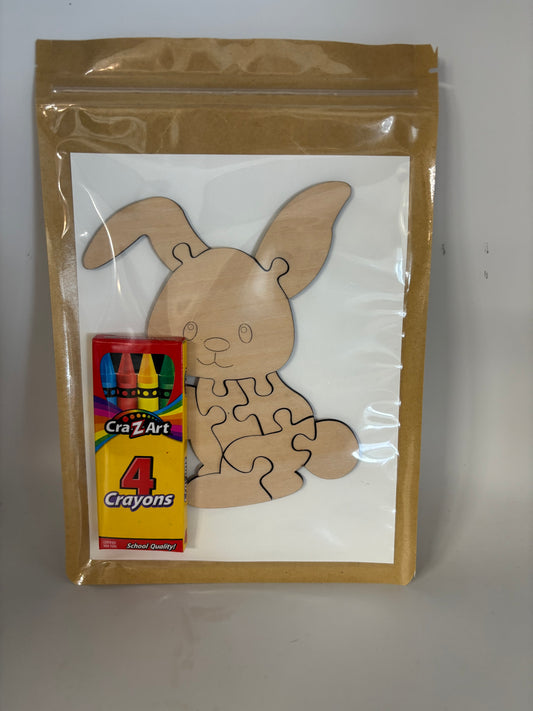 Bunny, rabbit, wooden puzzle