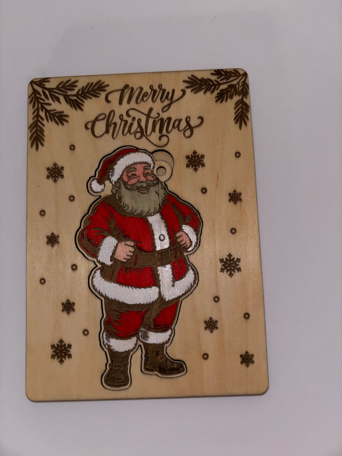 Wooden Santa Claus Christmas Card