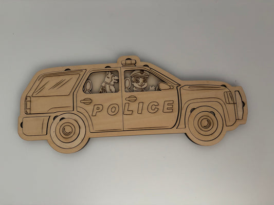 Three layered police car puzzle