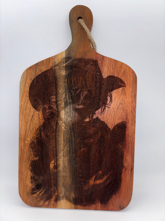 Cowgirl and Calf Cutting Board