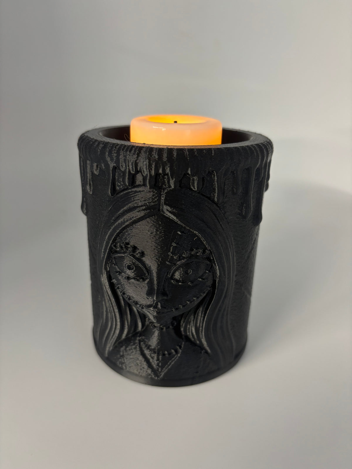 Sally Tea Light Holder – Black 3D-Printed Halloween Decor