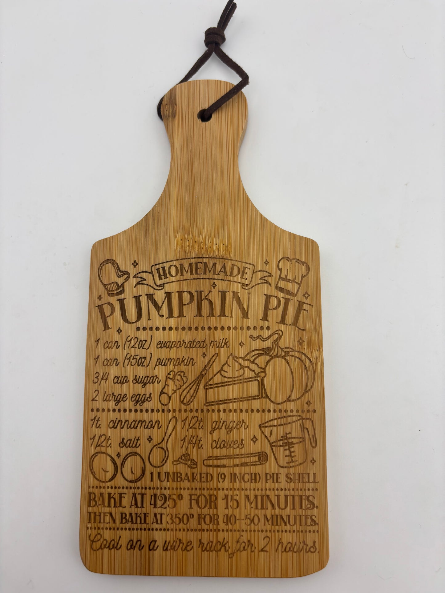 Pumpkin Pie Recipe cutting board bamboo