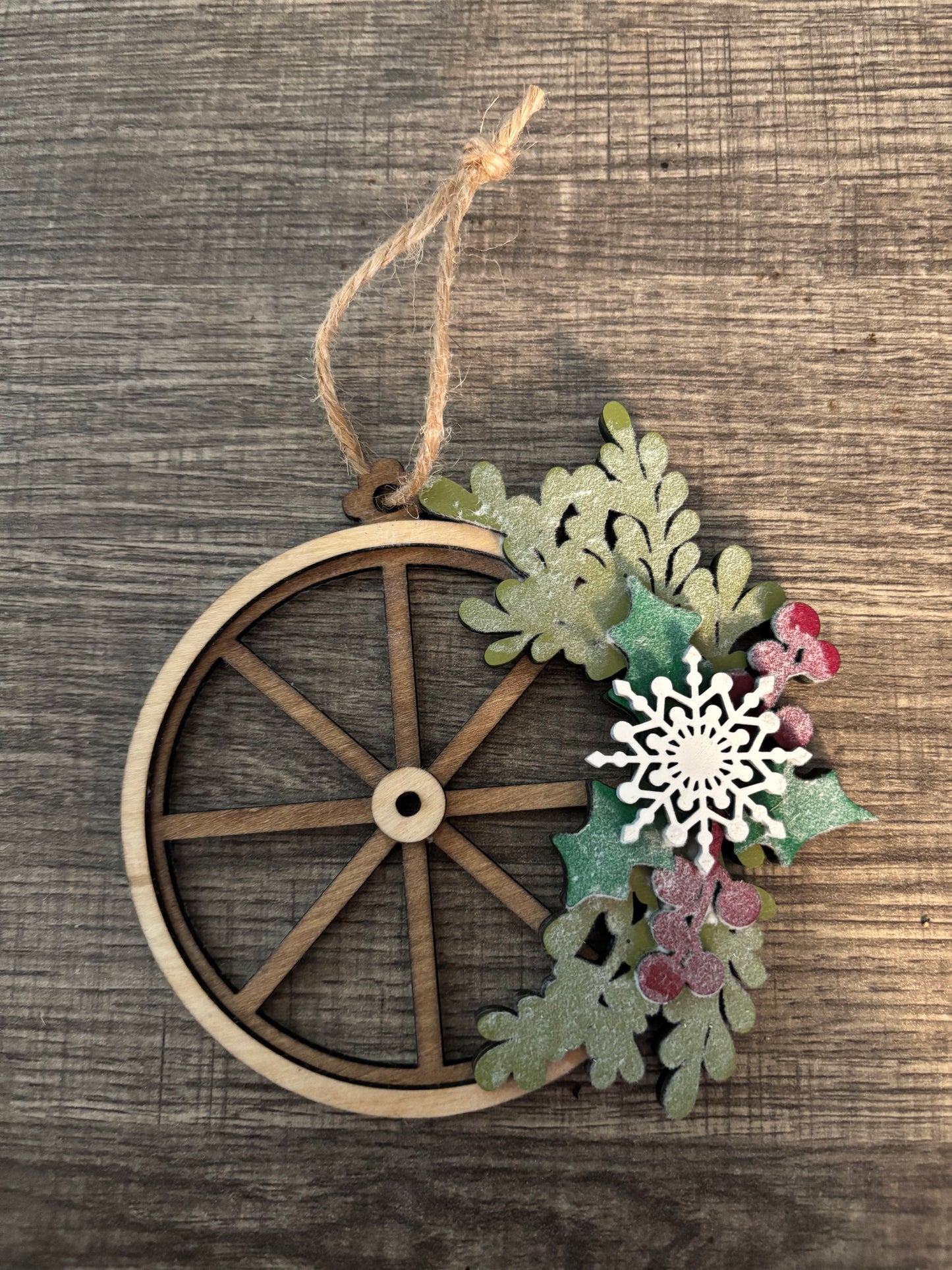 Wagon Wheel ornaments (set of 3)