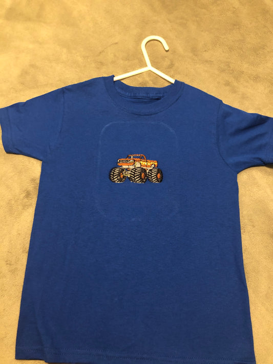 Embroidered monster truck t-shirt