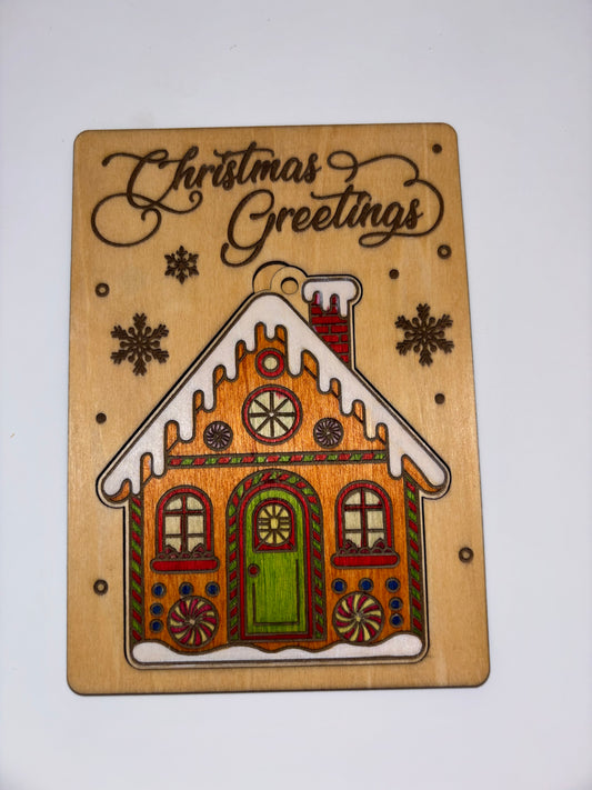 Wooden Gingerbread House Christmas Card