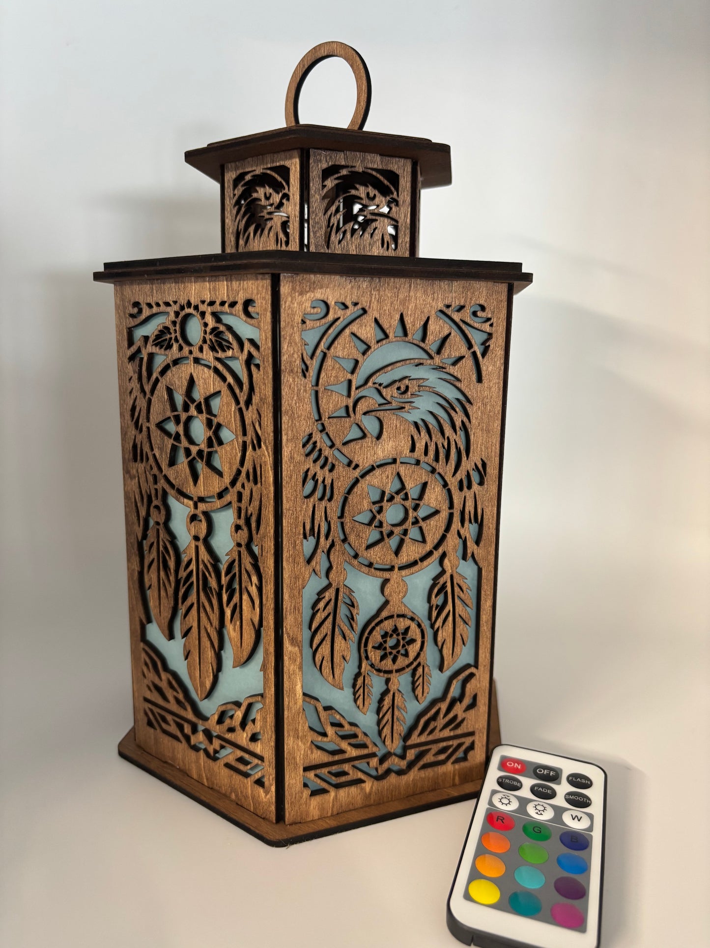 Eagle Wooded Lighted Lantern