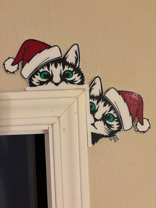Christmas Cats in Santa Hats Door Frame Decoration