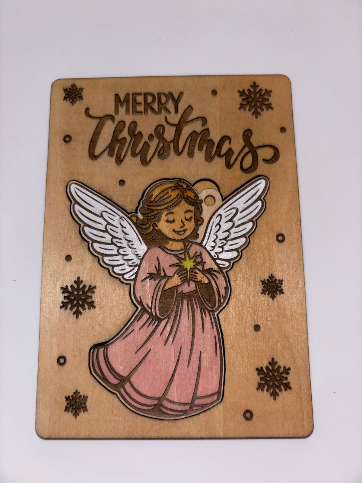Wooden Angel Christmas Card