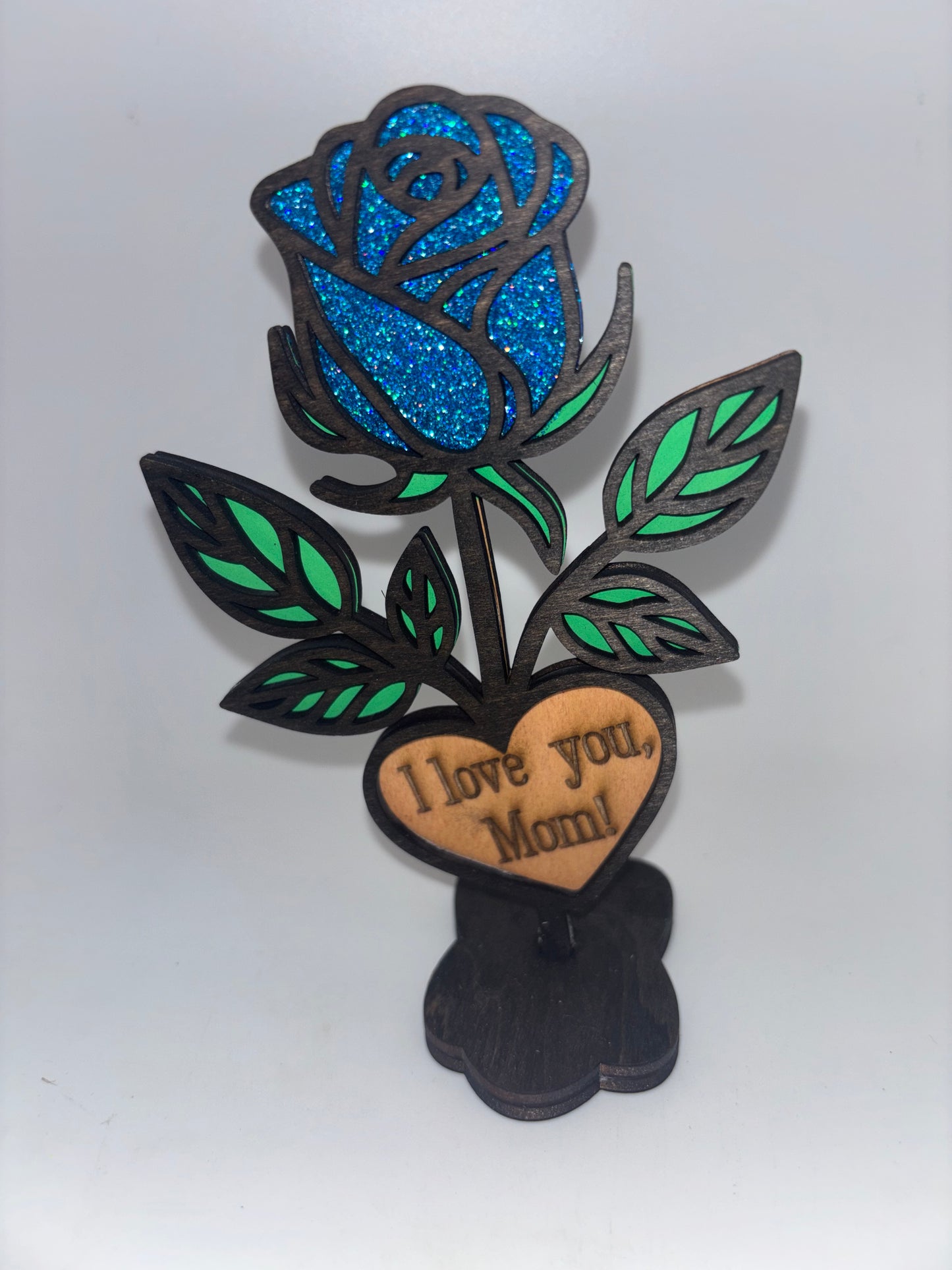 Mothers Day rose bud on stand