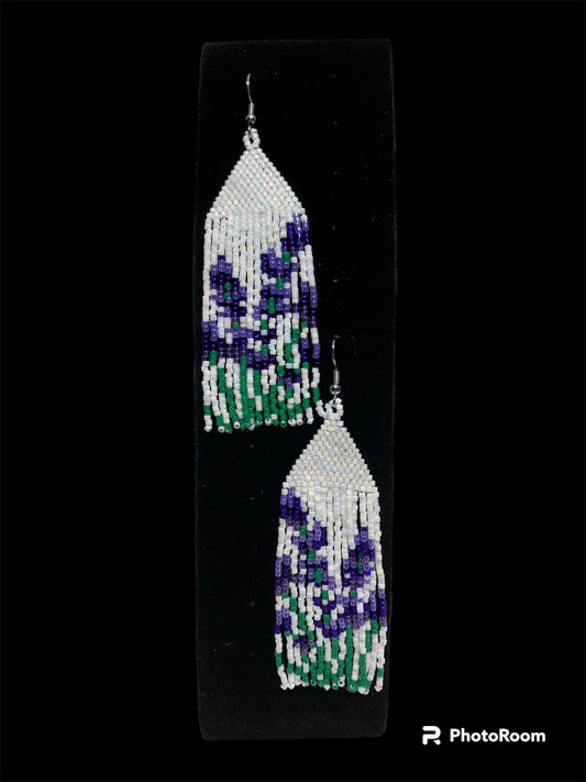 Beaded lavender earrings