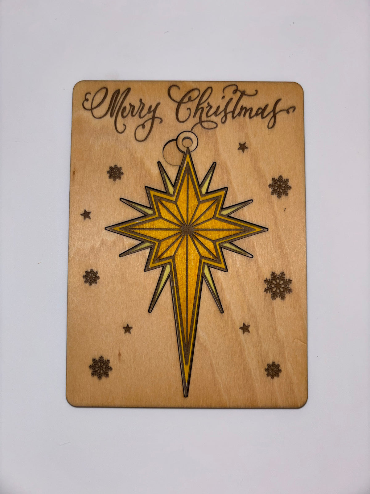 Wooden Star Christmas Card