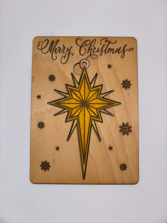 Wooden Star Christmas Card