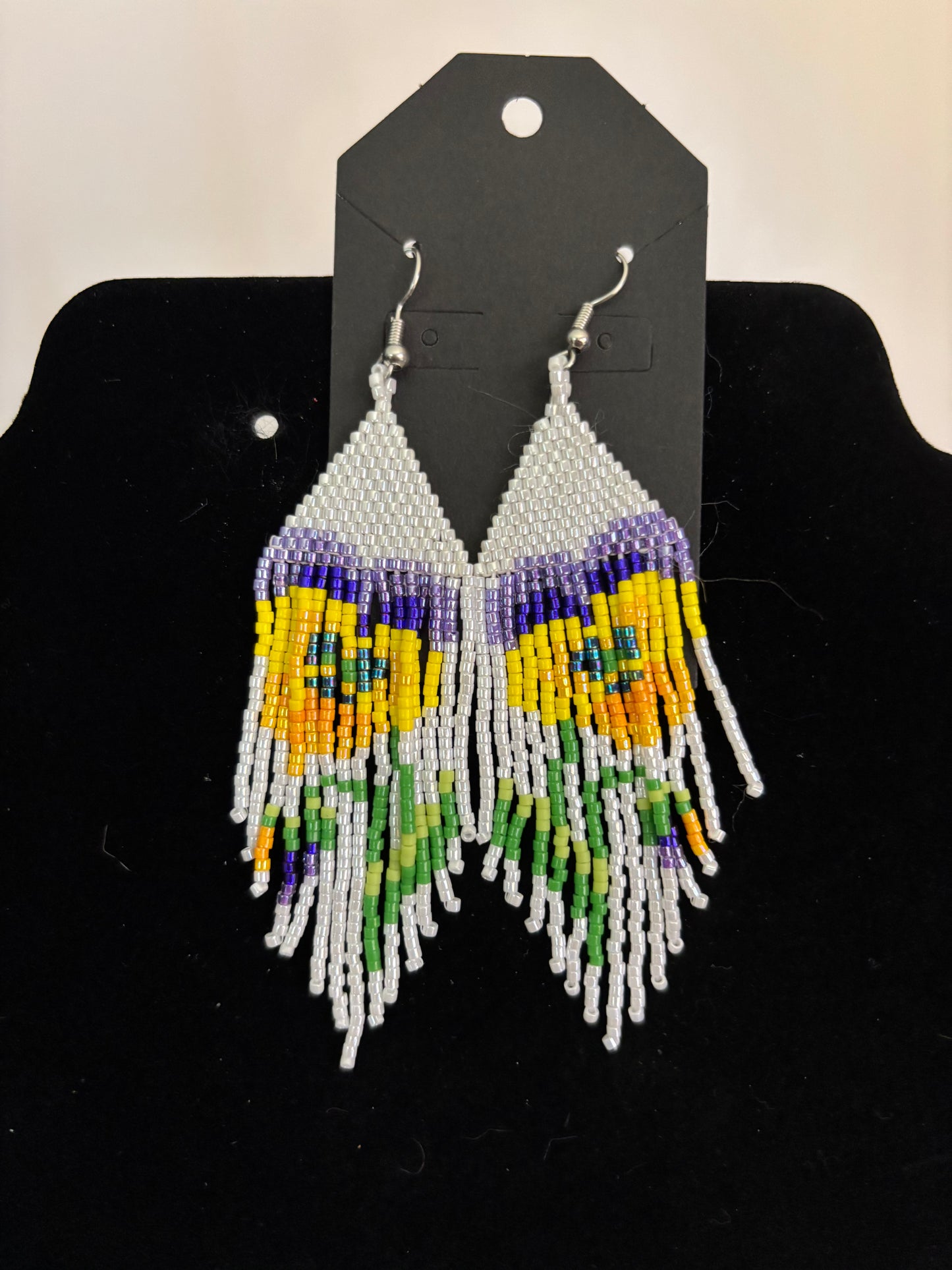 Beaded pansy earrings