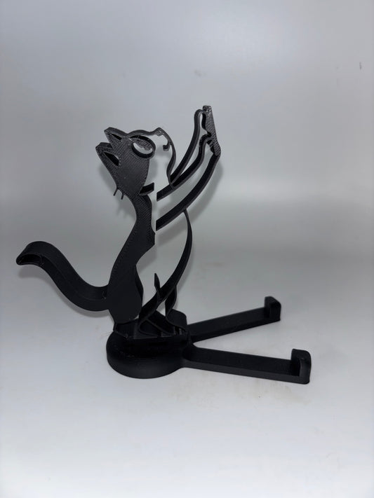 3-D printed black cat cell phone holder