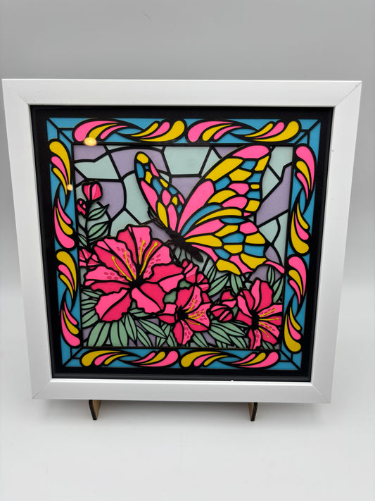 Butterfly and Flower Stain Glass Like picture