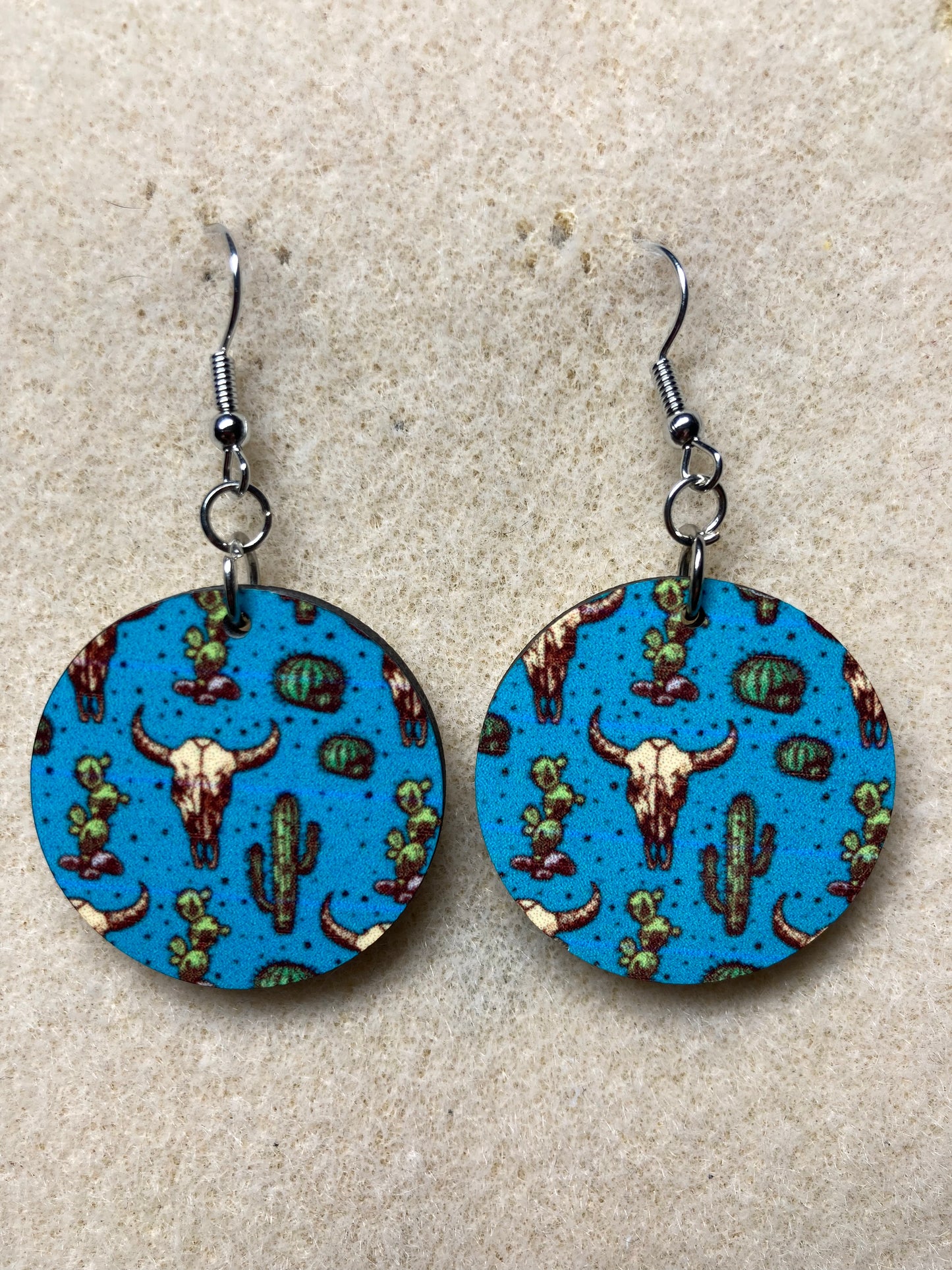 Cactus and cow skull earrings