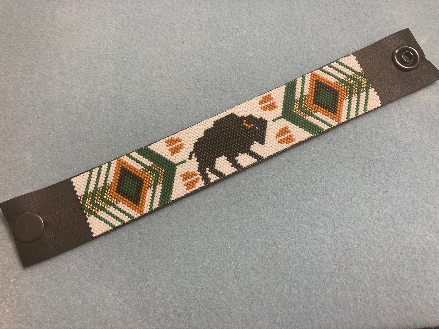 Buffalo inspired beaded cuff