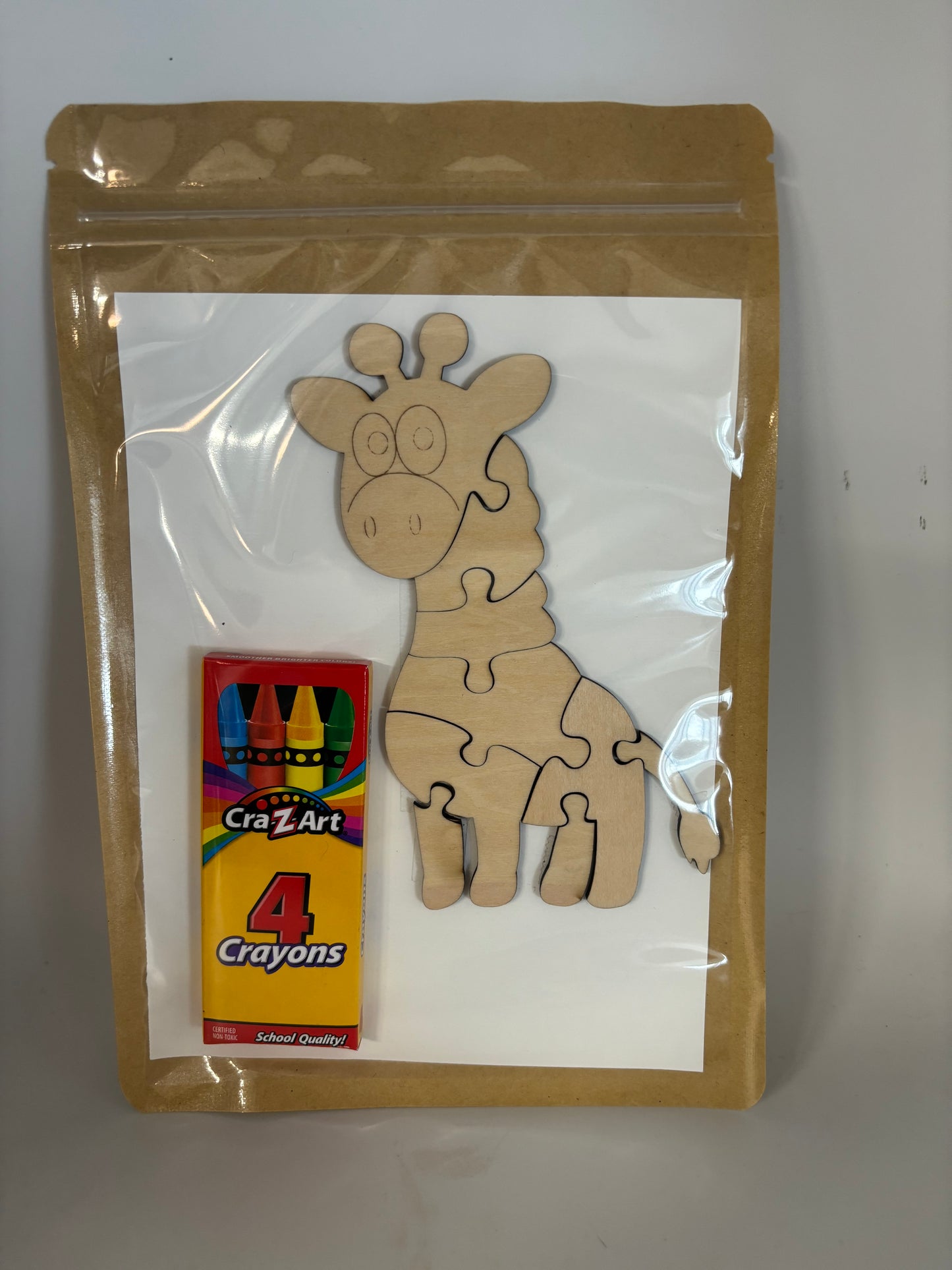 Wooden giraffe puzzle, color kit