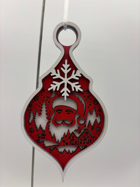 Santa and Village ornament