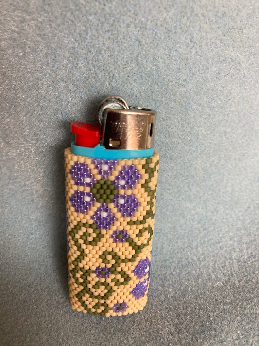 Beaded flower lighter cover