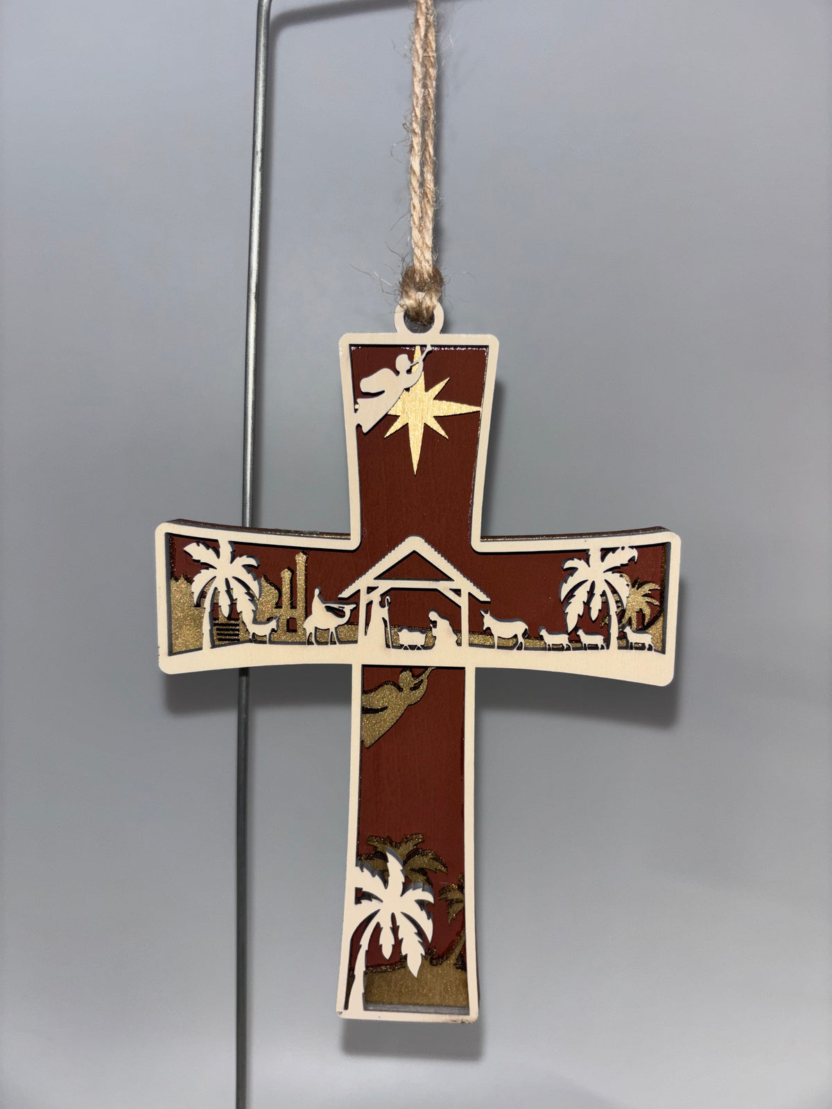 Cross ornament with Nativity Scene